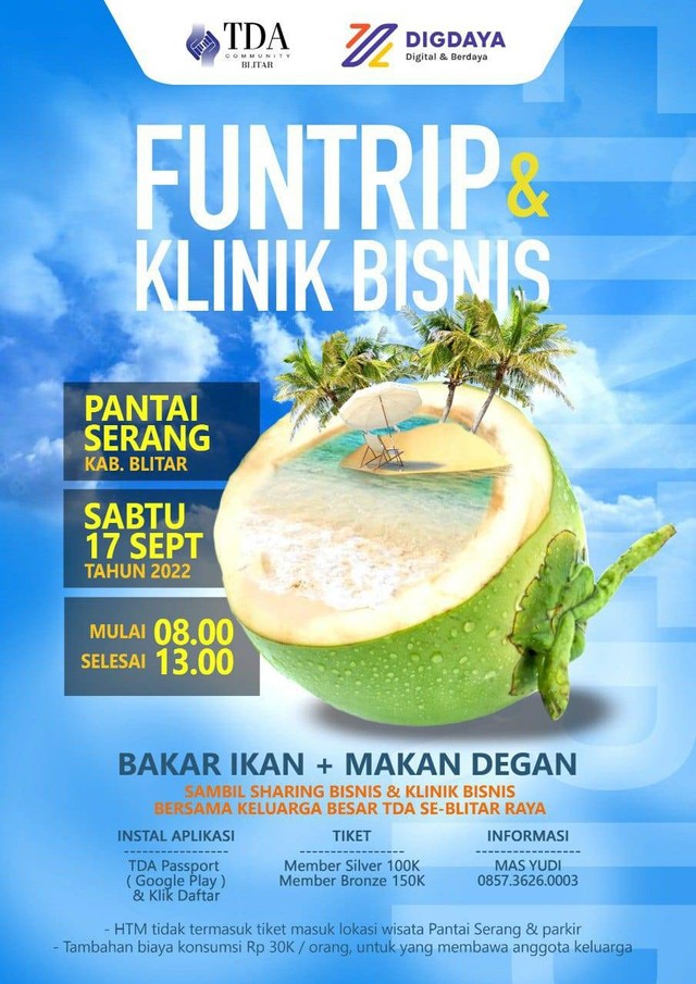 TDA Blitar Akan Adakan Fun Trip dan Klinik Bisnis di Pantai Serang