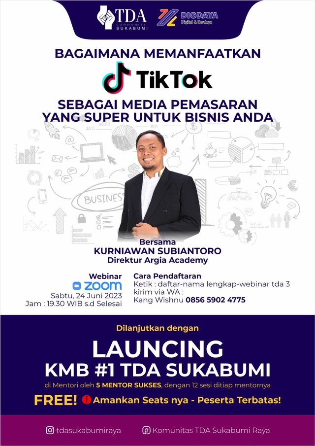TDA Sukabumi Selenggarakan Webinar Pemanfaatan Tiktok Secara Online