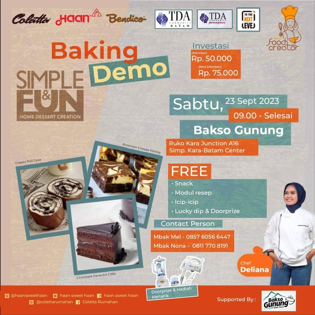 Tingkatkan Perekonomian Melalui Olahan Desert, TDAP Batam Helat Demo Baking