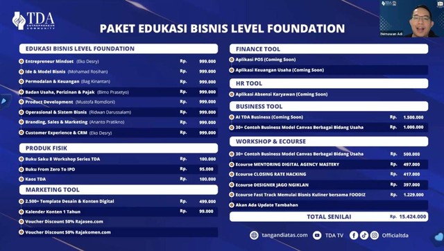 Komunitas Pengusaha TDA Launching Paket Edukasi Bisnis Level Foundation