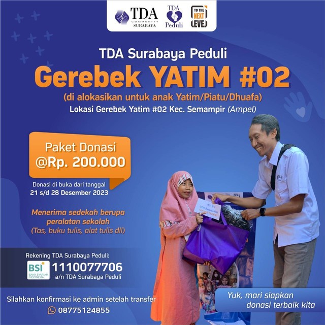 TDA Surabaya Adakan Gerebek Yatim ke-2 di Akhir Tahun 2023