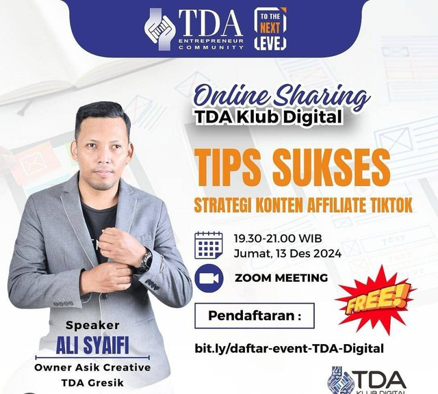 TDA Pusat Selenggarakan Sharing Bisnis Tips Sukses Strategi Konten Affiliate Tiktok