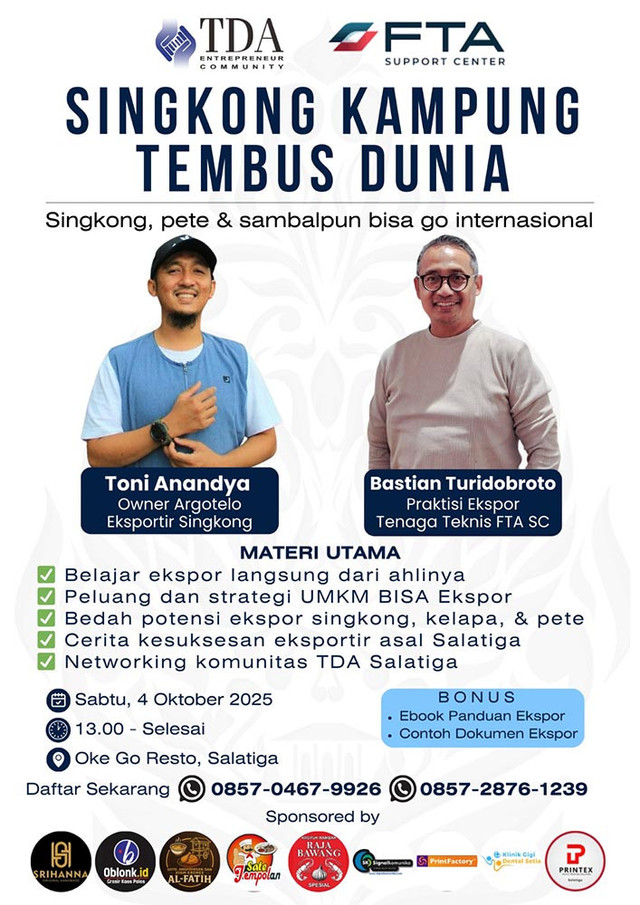 Singkong Kampung Tembus Dunia, TDA Salatiga Dukung UMKM Go Global