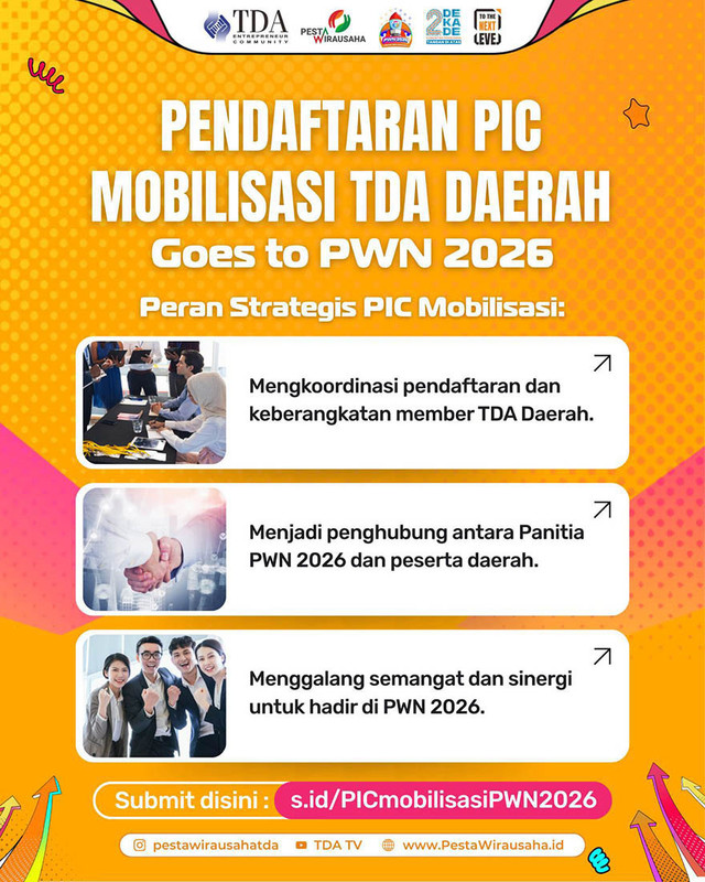 TDA Buka Pendaftaran PIC Mobilisasi PWN 2026, Pacu Partisipasi Daerah