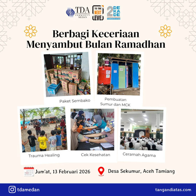 TDA Medan Hadir di Aceh Tamiang, Bantu Pemulihan Pascabanjir Jelang Ramadan