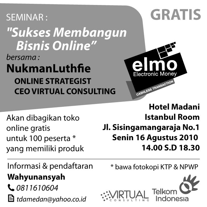 [SEMINAR GRATIS]: SUKSES MEMBANGUN BISNIS ONLINE BERSAMA NUKMAN LUTHFIE