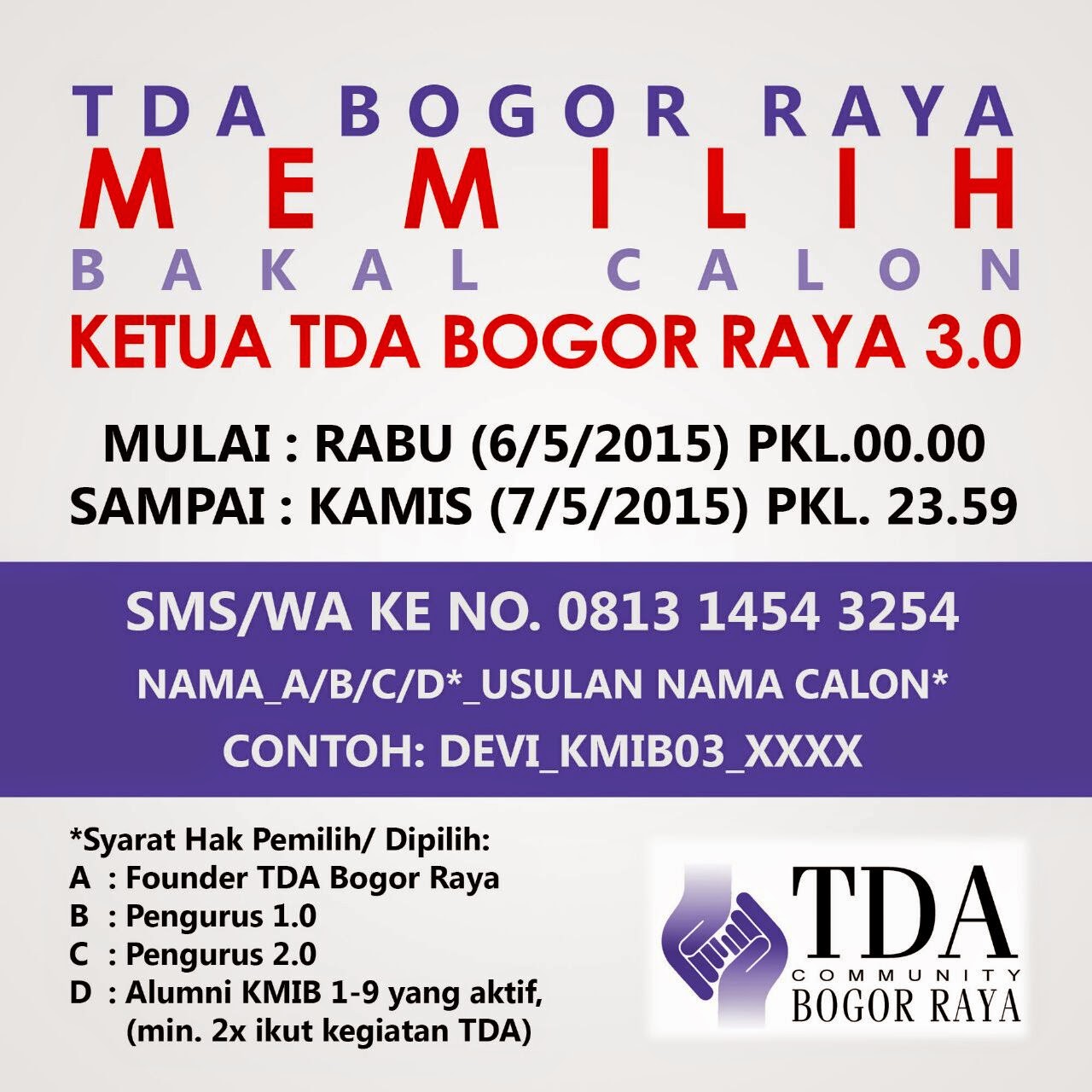 TDA BOGOR RAYA MEMILIH BAKAL CALON KETUA TDA BOGOR RAYA 3.0