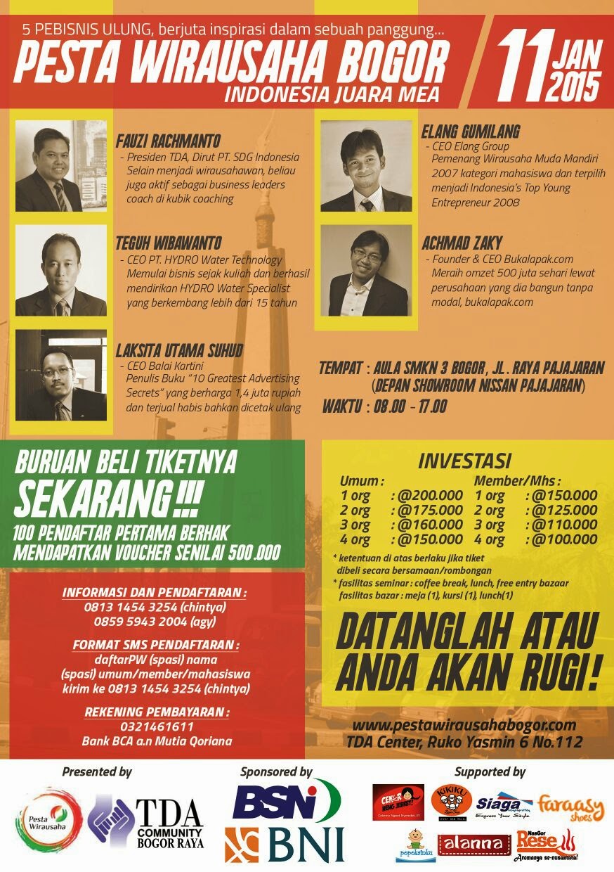 Pesta Wirausaha TDA Bogor 11 Januari 2015